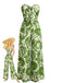 1970er Unregelmäßiger Print Trägerloser Boho Overall