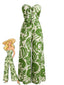 70er Jumpsuit mit asymmetrischem Print und trägerlos