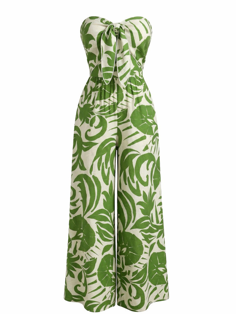 1970er Unregelmäßiger Print Trägerloser Boho Overall
