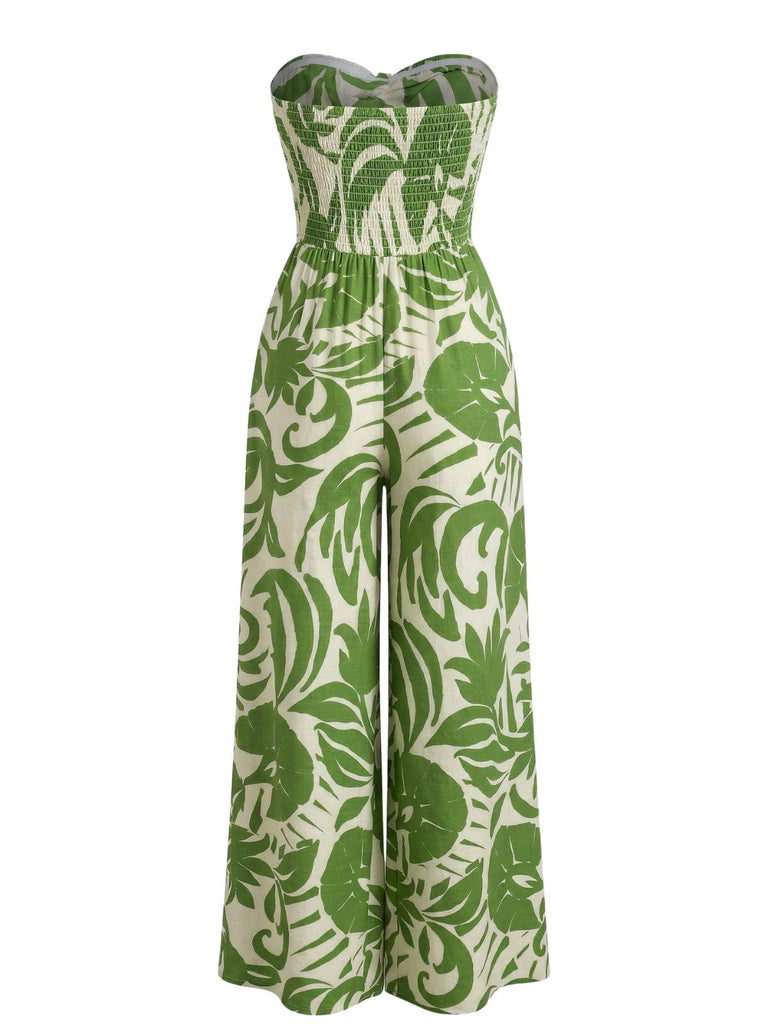 1970er Unregelmäßiger Print Trägerloser Boho Overall