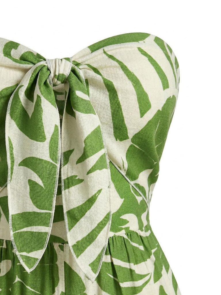 1970er Unregelmäßiger Print Trägerloser Boho Overall