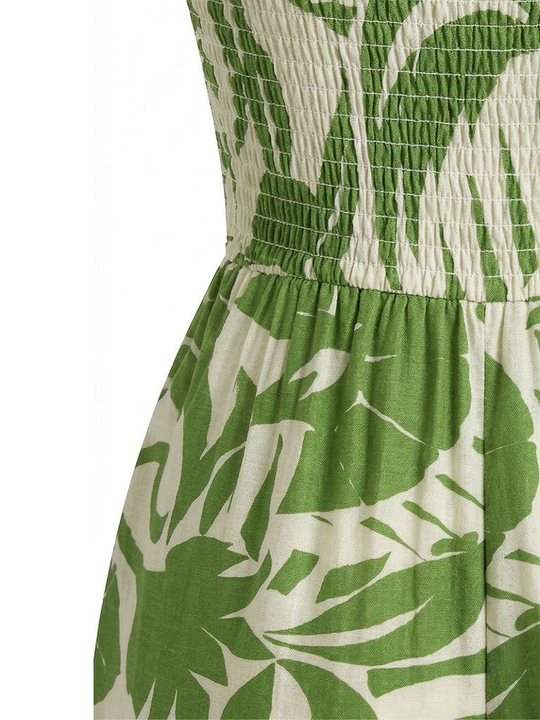 1970er Unregelmäßiger Print Trägerloser Boho Overall