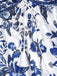 Blaues 1970er Porzellan Boho Neckholder Kleid