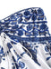 Blaues 1970er Porzellan Boho Neckholder Kleid