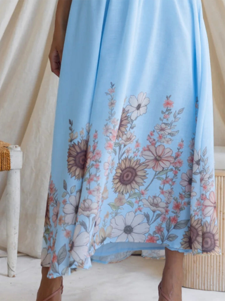 50er Swingkleid mit V-Ausschnitt und Neckholder
