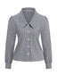50er Baumwoll-Bluse mit Ballonärmel und Gingham