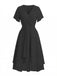50er Chiffon-Kleid mit V-Ausschnitt und Rüschen
