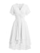 50er Chiffon-Kleid mit V-Ausschnitt und Rüschen