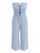 Hellblauer 50er Trägerloser Jumpsuit mit Streifen und Vorderbindung