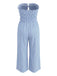 Hellblauer 50er Trägerloser Jumpsuit mit Streifen und Vorderbindung