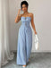 Hellblauer 50er Trägerloser Jumpsuit mit Streifen und Vorderbindung