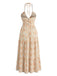 Orange 40er Kleid mit Neckholder und Blumen