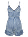50er Vintage Jeans-Romper mit Rüschen und Taillenbinde
