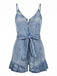 50er Vintage Jeans-Romper mit Rüschen und Taillenbinde