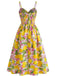 40er Swingkleid mit Spaghettiträger und Print