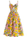 40er Swingkleid mit Spaghettiträger und Print