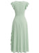 Grünes & Mintgrünes 30er Chiffon-Kleid mit V-Ausschnitt und Rüschen