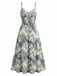 Grünes 70er Tropen Boho Kleid mit Blumen und Cami