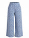 [Übergröße] Blaue 50er Hose mit Ditsy-Blumen und Hohe Taille