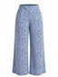 [Übergröße] Blaue 50er Hose mit Ditsy-Blumen und Hohe Taille