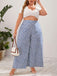 [Übergröße] Blaue 50er Hose mit Ditsy-Blumen und Hohe Taille