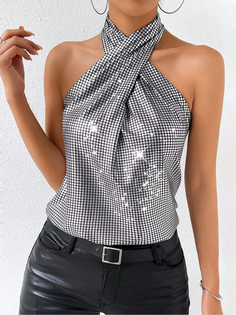 60er Top mit Neckholder und Criss-Cross