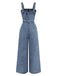 Blauer 30er Jeans-Jumpsuit mit Gürtel und Knopf