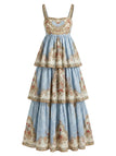 Blaues 30er Kleid mit Riemen und Breit