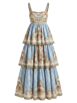 Blaues 30er Kleid mit Riemen und Breit