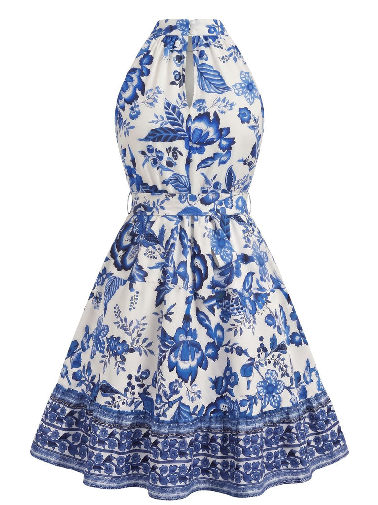 50er Swingkleid mit Neckholder und Blumen