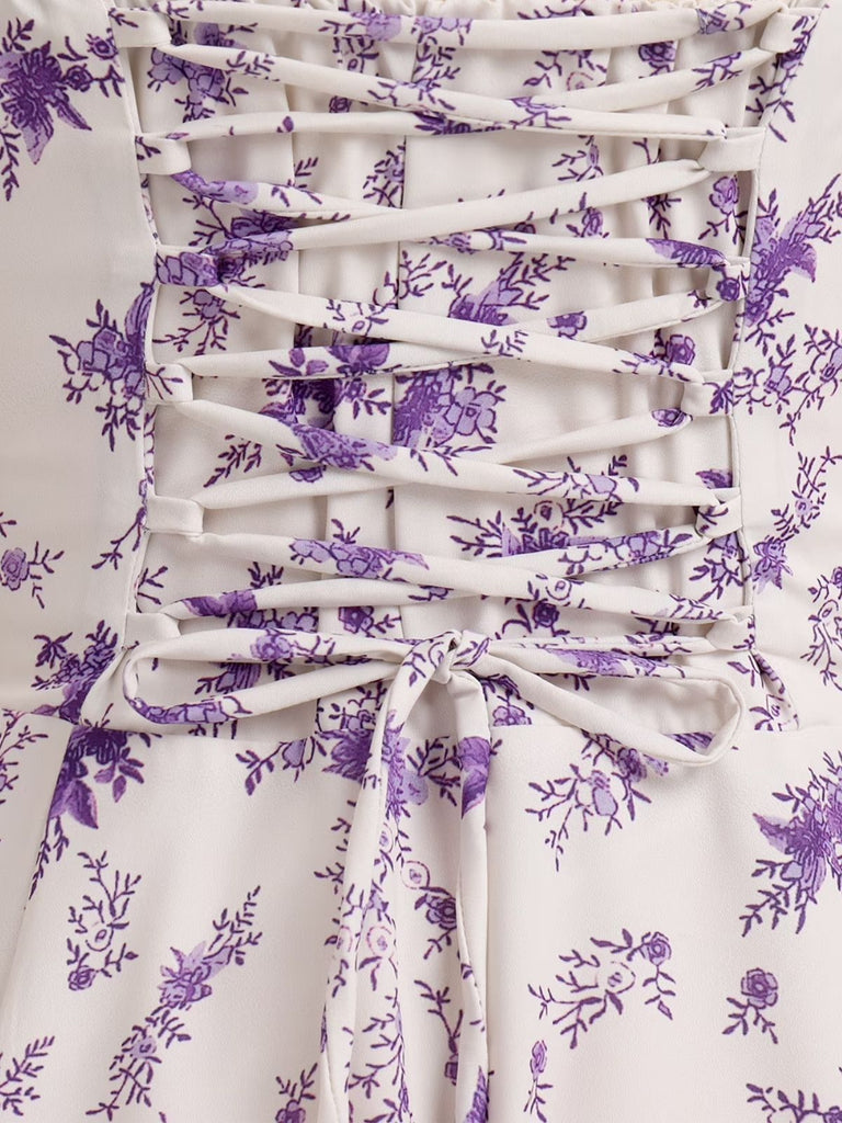 40er Chiffon-Kleid mit Spaghettiträger und Blumen