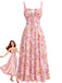 40er Chiffon-Kleid mit Blumen und Spaghettiträger
