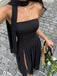 Schwarzes 30er trägerloses Maxikleid mit Schal-Kragen