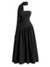Schwarzes 30er trägerloses Maxikleid mit Schal-Kragen