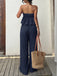Blaues 50er Top & Hose Set mit Struktur und Rüschen