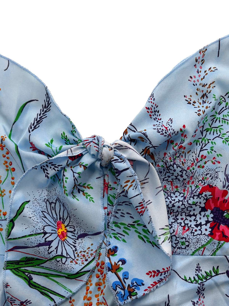 30er Bohemian Kleid mit V-Ausschnitt und Blumen