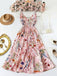 30er Bohemian Kleid mit V-Ausschnitt und Blumen