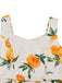 50er A-Linien-Kleid mit orangefarbenem Zitrus-Print