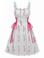50er Swingkleid mit Blumen-Print und Eckiger Ausschnitt