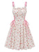 50er Swingkleid mit Blumen-Print und Eckiger Ausschnitt