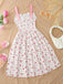 50er Swingkleid mit Blumen-Print und Eckiger Ausschnitt