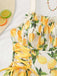 50er Swingkleid mit Blumen-Print und Eckiger Ausschnitt