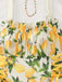 50er Swingkleid mit Blumen-Print und Eckiger Ausschnitt