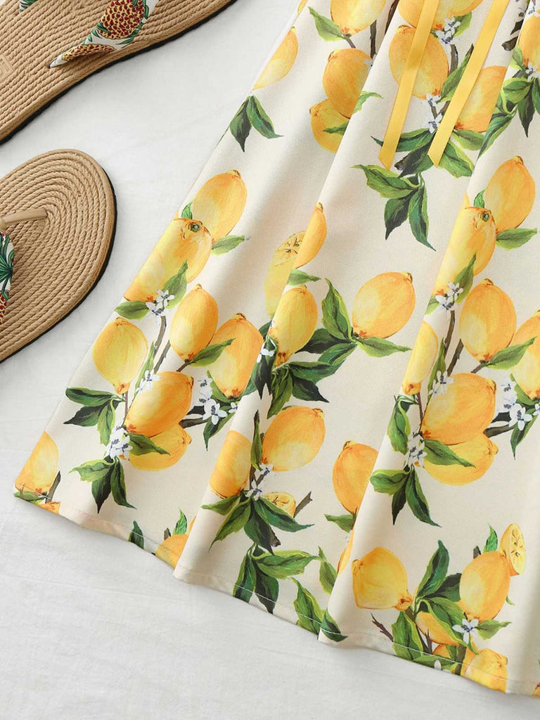 50er Swingkleid mit Blumen-Print und Eckiger Ausschnitt