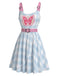 Hellblaues 00er Y2K Kleid mit Schmetterling und Gürtel