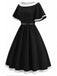 Schwarzes 50er Swingkleid mit Kontrastbesatz