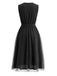 Schwarzes 50er ärmelloses Kleid mit Pailletten-Mesh