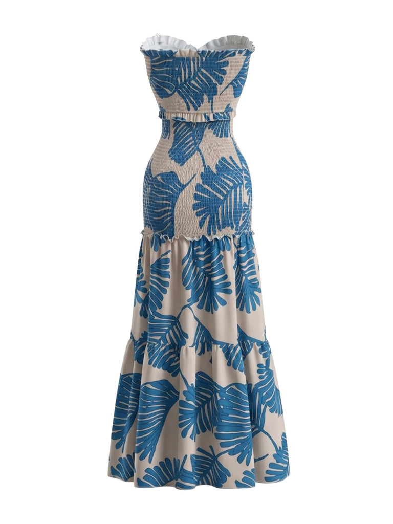 30er Plisséekleid mit Blumen und Neckholder