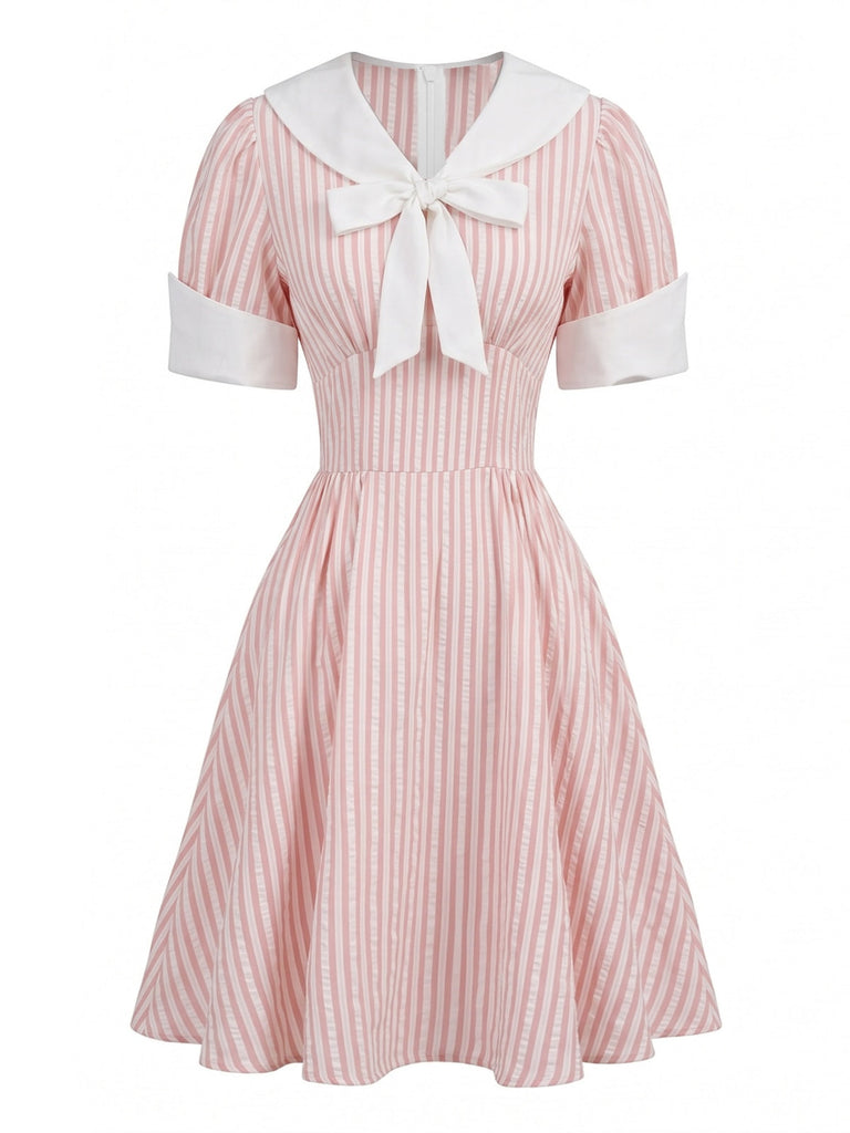 50er Sailor Kleid mit Puffärmel und Bindeband