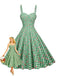 Grünes 50er Baumwoll-Kleid mit Spaghettiträger und Gingham
